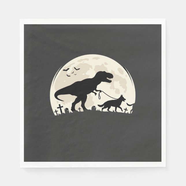 Guardanapo De Papel Silhueta da Lua do Dinossauro de Halloween do Past (Frente)