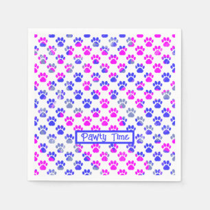 Guardanapo De Papel Silhueta de Pata de Animal Azul Rosa Papel de Fest