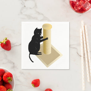 Guardanapo De Papel Silhueta de Poste de Arranhar Gato Preto