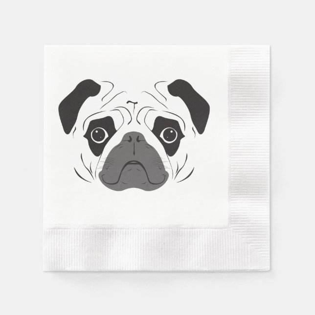 Guardanapo De Papel Silhueta de rosto de pug (Frente)