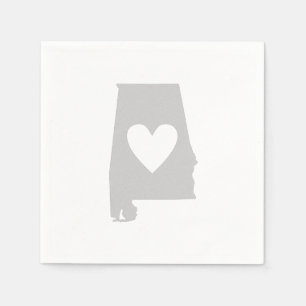 Guardanapo De Papel Silhueta do estado do Heart Alabama