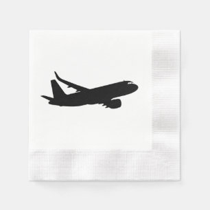 Guardanapo De Papel Silhueta do preto do forro do jato dos aviões a