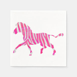 Guardanapo De Papel Silhueta do rosa quente e do branco da zebra