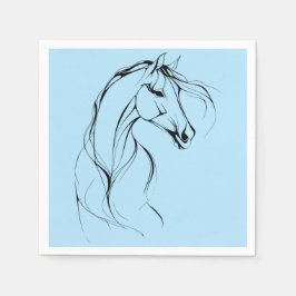 Guardanapo De Papel Silhueta Elegante de Contorno de Cavalos