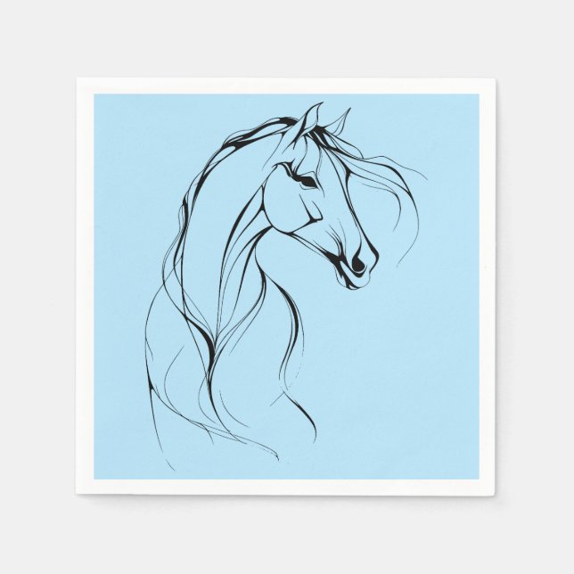 Guardanapo De Papel Silhueta Elegante de Contorno de Cavalos (Frente)