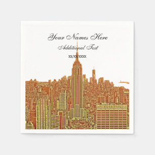 Guardanapo De Papel Silhueta Skyline NYC do marinho, ESB