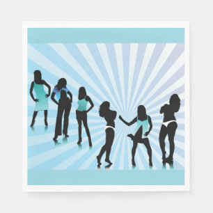 Guardanapo De Papel Silhuetas de Mulheres Elegantes Azul Teal Moda