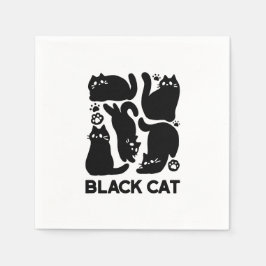 Guardanapo De Papel Silhuettes de Gato Negro - Design de Felino Cinto