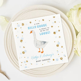 Guardanapo De Papel Silly Goose Blue Watercolor Boys Baby Shower