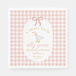 Guardanapo De Papel Silly Goose Pink Gingham Girl Cottage Baby Shower