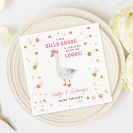Guardanapo De Papel Silly Goose Pink Watercolor Girls Baby Shower