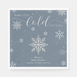 Guardanapo De Papel Silver Blue Magical Winter Snowflake Baby Shower 