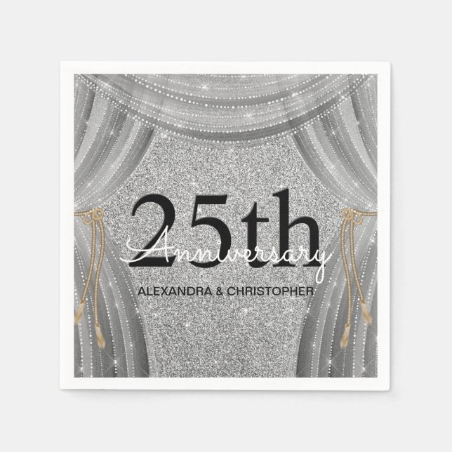Guardanapo De Papel Silver e Faísca Negra do 25 (Frente)