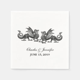 Guardanapo De Papel Silver Elegante Dragões Papel de Casamento Napkins