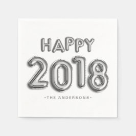 Guardanapo De Papel Silver Foil Balloons Happy 2018 | Ano Novo