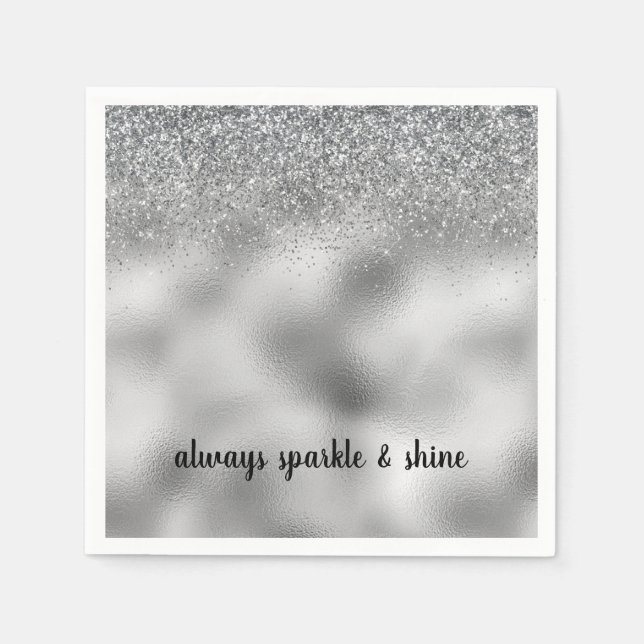 Guardanapo De Papel Silver Glam Sparkle (Frente)
