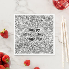 Guardanapo De Papel Silver Glitter Sparkle