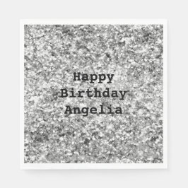 Guardanapo De Papel Silver Glitter Sparkle