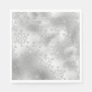 Guardanapo De Papel Silver Glitzy Snowflakes