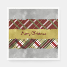Guardanapo De Papel Silver, Gold And Plaid Paper Napkin