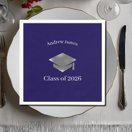 Guardanapo De Papel Silver Graduation Cap -Class of 2026