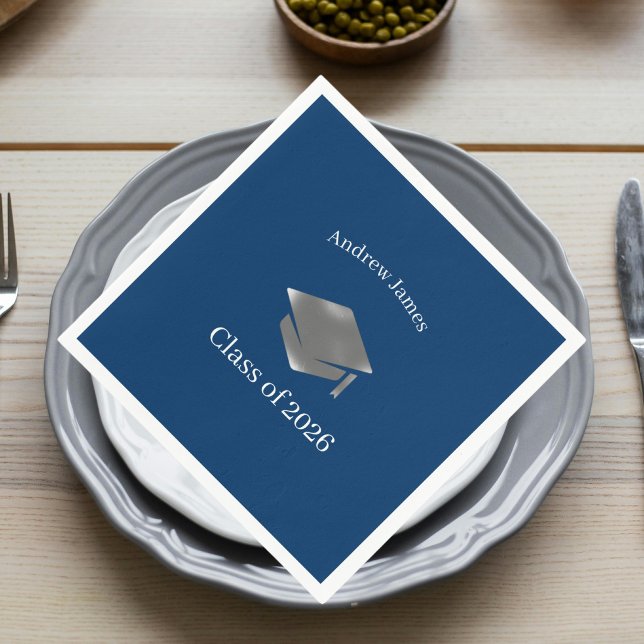 Guardanapo De Papel  Silver Graduation Cap -Class of 2026= no2 (Criador carregado)