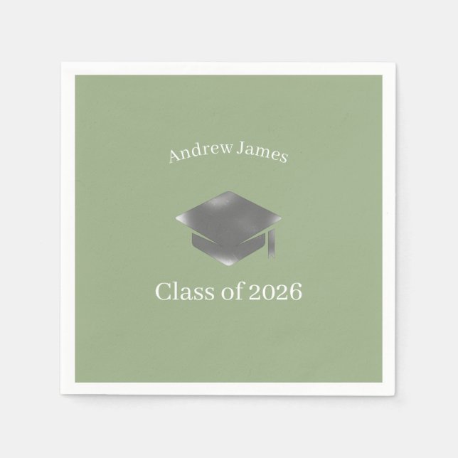 Guardanapo De Papel  Silver Graduation Cap -Class of 2026= no3 (Frente)