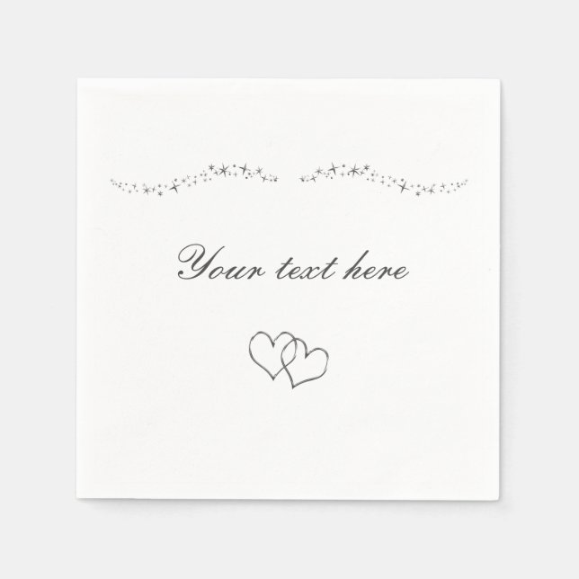 Guardanapo De Papel Silver Hearts & Sparkle Wedding Napkins (Frente)