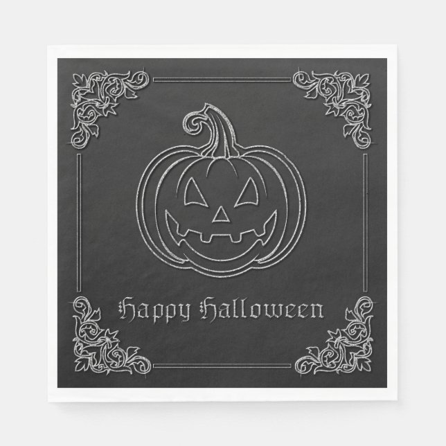 Guardanapo De Papel Silver Jack O' Lanterna Halloween (Frente)