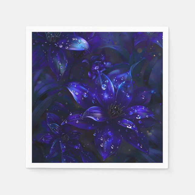 Guardanapo De Papel Silver Midnight Blooms (Frente)