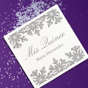Guardanapo De Papel Silver Snowflake Winter Quinceanera