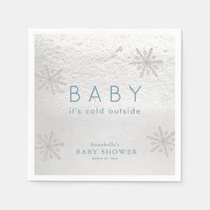 Guardanapo De Papel Silver Snowflakes Chá de fraldas Azul Nápoles
