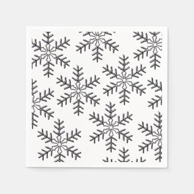 Guardanapo De Papel Silver Snowflakes Christmas Napkins (Frente)