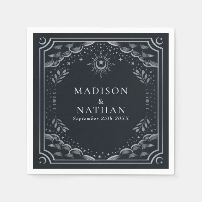 Guardanapo De Papel Silver Tarot Card Gothic Wedkins (Frente)