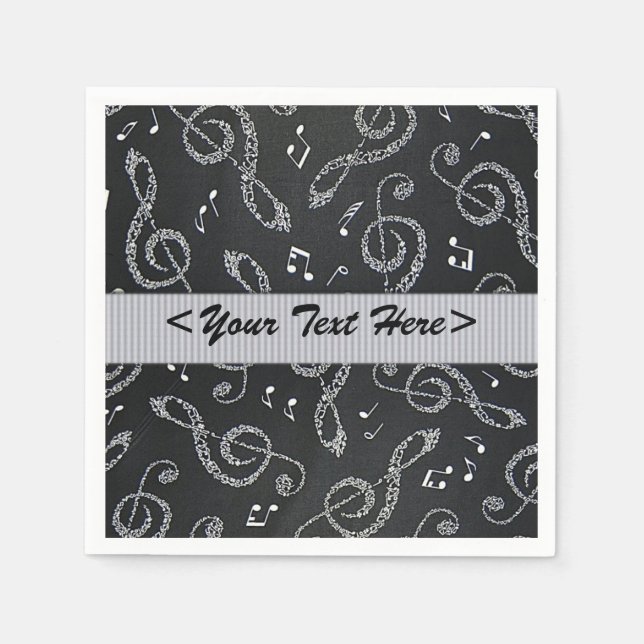 Guardanapo De Papel Silver Treble Clefs Na moda Personalizar Napkins (Frente)
