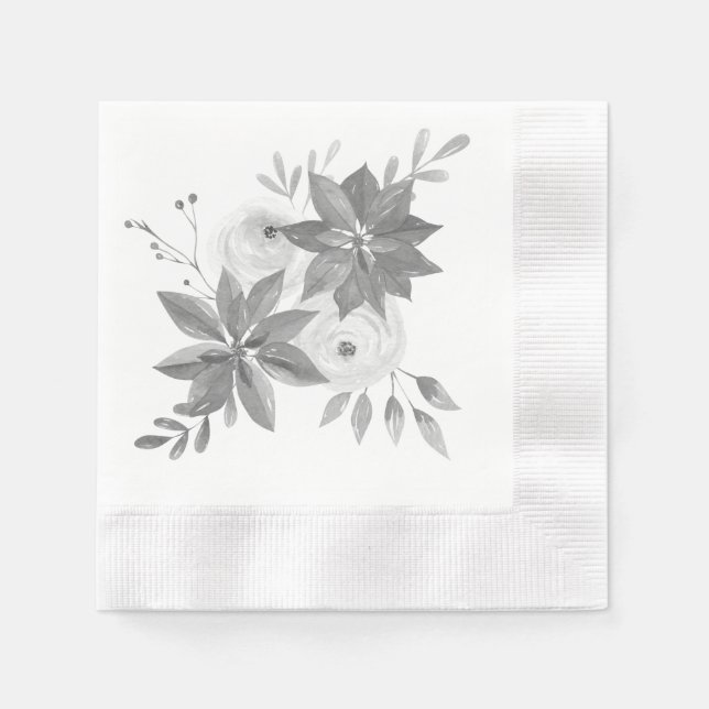 Guardanapo De Papel Silver Watercolor Elegante (Frente)