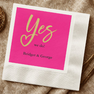 Guardanapo De Papel Sim, Fazemos Casamento Dourado Rosa Quente