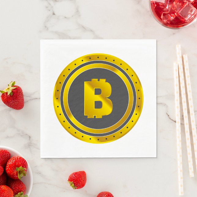 Guardanapo De Papel Símbolo Bitcoin de Ouro Moeda Digital (Criador carregado)