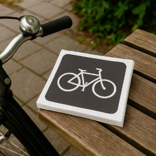 Guardanapo De Papel Símbolo de Bicicleta Minimalista Preto e Branco