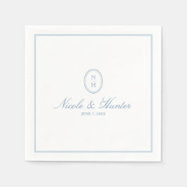 Guardanapo De Papel Símbolo de Casamento Monograma Simples Azul Empoei