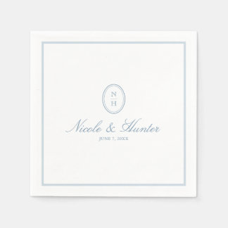 Guardanapo De Papel Símbolo de Casamento Monograma Simples Azul Empoei