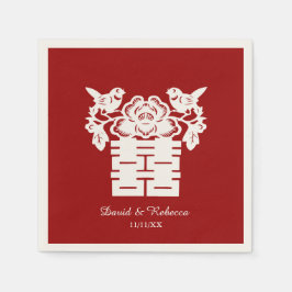 Guardanapo De Papel Símbolo de Felicidade Dupla para Pássaros Chineses