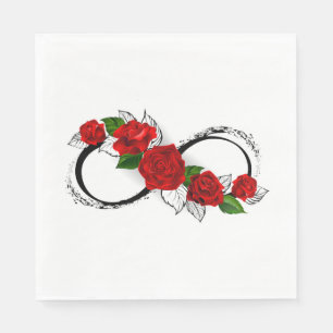 Guardanapo De Papel Símbolo de Infinito com Rosas Vermelhas