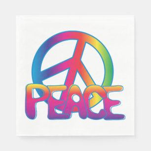 Guardanapo De Papel Símbolo de Paz Arco-íris Hippie Retrô