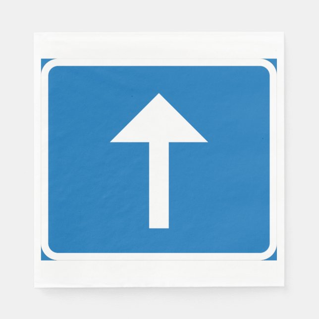 Guardanapo De Papel Símbolo de Seta para Cima do Tráfego Único Azul (Frente)