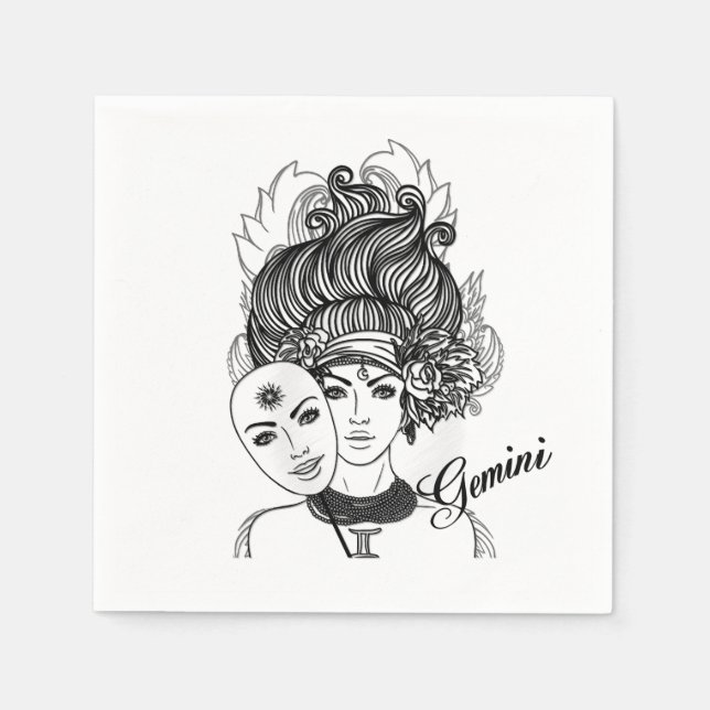 Guardanapo De Papel Símbolo e Sinal Gemini Zodiac (Frente)