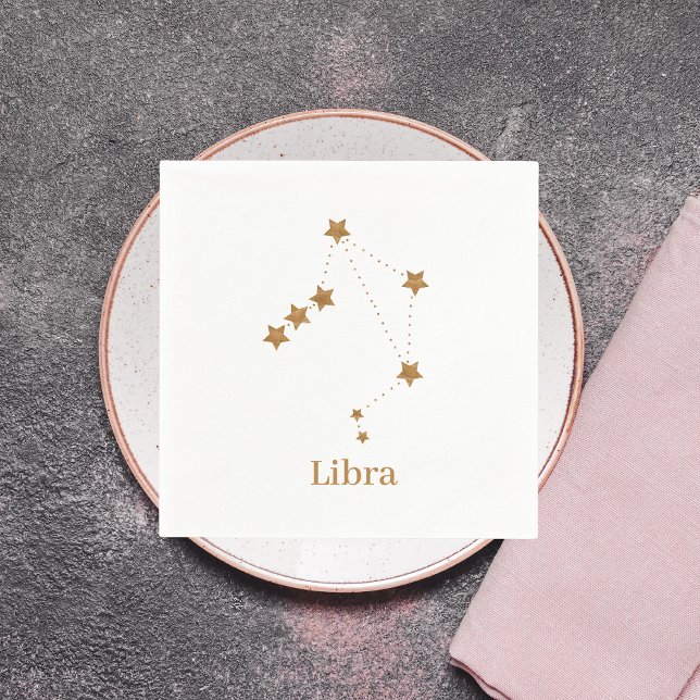 Guardanapo De Papel Símbolo Zodiac Moderno Dourado Libra | Ar de eleme (Criador carregado)