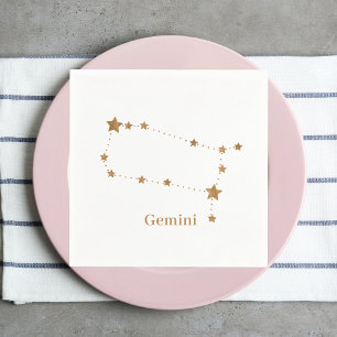 Guardanapo De Papel Símbolo Zodiac Moderno Gemini Dourado Elemento a