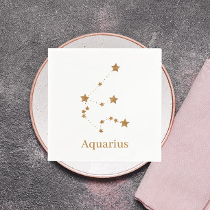 Guardanapo De Papel Símbolo Zodiaco Moderno Aquário Dourado Element
