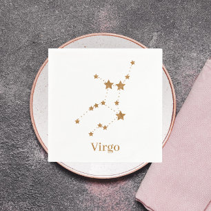 Guardanapo De Papel Símbolo Zodiano Moderno Dourado Virgo Elemento